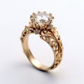 Ornate Gold Ring With Diamond - Uhd Image, Artgerm Style, High Detail