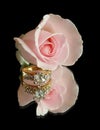 Engagement Ring Rose on Black Royalty Free Stock Photo