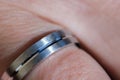Engagement ring, silver ring in finger