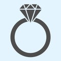 Engagement ring solid icon. Romantic proposal jewelry item with diamond. Wedding asset vector design concept, glyph Royalty Free Stock Photo