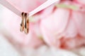Engagement wedding rings, close up view Royalty Free Stock Photo