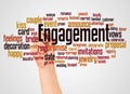 Engagement word cloud and hand with marker concept