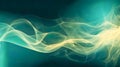 Curling Smoke Spectacle: Yellow Backdrop with Black Smoke Trails Illuminated by Teal - Generative AI