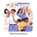 Engaging advertising agency concept. Flat vector illustration.