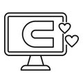 Engaging content computer icon, outline style
