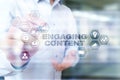 Engaging content on virtual screen. Digital marketing concept. Royalty Free Stock Photo