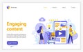 Engaging content website flat design landing page.