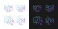 Engaging with digital technology gradient icons set for dark and light mode