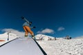 Dynamic snowboarding. Tricks and balance on the wallride surface. Royalty Free Stock Photo