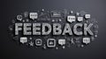 Engaging feedback graphic featuring hand-drawn elements against a dark background for creative communication Royalty Free Stock Photo
