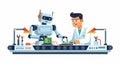 Human and Robot Collaboration in Technology Production Royalty Free Stock Photo