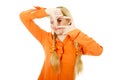 Engaging girl in orange clothes