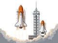 Space Shuttle Launch and Ready on Pad Illustration Royalty Free Stock Photo