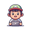 Engaging Programming Illustration of a Cute Boy Royalty Free Stock Photo