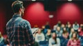 Engaging public speaking event with audience interaction in conference room setting capturing the essence of communication Royalty Free Stock Photo