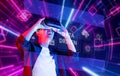 Engaging User Exploring Data Visualization and Analytics in a Cloud Environment with Virtual Reality Technology for Royalty Free Stock Photo