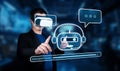 Engaging with Virtual Assistant in AI Environment, Showcasing Generative Technologies and Chatbot Interactions XDMCP Royalty Free Stock Photo