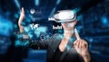 Engaging in Virtual Reality for Data Analytics and Financial Planning with Interactive Dashboards and Key Performance Royalty Free Stock Photo