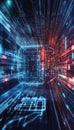 Engaging visualization of cyber security and privacy digital footprints amid futuristic elements