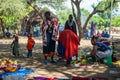 ENGARE SERO. TANZANIA - JANUARY 2020: Market Day in Indigenous Maasai in Traditional Village. Maasailand is the area in