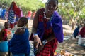 ENGARE SERO. TANZANIA - JANUARY 2020: Market Day in Indigenous Maasai in Traditional Village. Maasailand is the area in