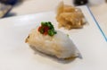 Engawa sushi or flatfish fin with rice Royalty Free Stock Photo