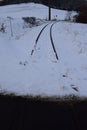 Engeln, Germany - 01 26 2021: snow covered railroad curve Royalty Free Stock Photo