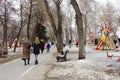 Engels, RussiaÃ¢â¬â April 02, 2018: People walk in the city park. Russia, Saratov, Engels