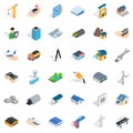 Engeneering icons set, isometric style Royalty Free Stock Photo