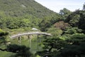 Engetsu bridge and south lake in Ritsurin garden Royalty Free Stock Photo