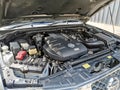 Engine bay Nissan Navara pickup truck. Royalty Free Stock Photo