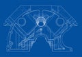 Engine block sketch. Vector rendering of 3d Royalty Free Stock Photo