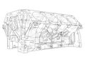Engine block sketch. Vector rendering of 3d Royalty Free Stock Photo