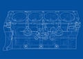 Engine block sketch. Vector rendering of 3d Royalty Free Stock Photo