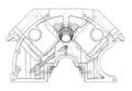 Engine block sketch. Vector rendering of 3d Royalty Free Stock Photo