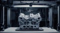 Engine Block Under a 3D Scanner in an Industrial Setting