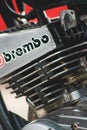 The engine block of the Yamaha RX King motor