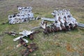 Engine blocks of crashed airplane