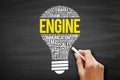 ENGINE bulb word cloud collage, business concept background on blackboard Royalty Free Stock Photo