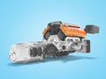 Engine for car assembly with gearbox rear view 3D render on blue background with shadow Royalty Free Stock Photo