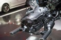 Engine in car dealership showroom