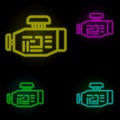 Engine car neon color set icon. Simple thin line, outline vector of car wash icons for ui and ux, website or mobile application Royalty Free Stock Photo