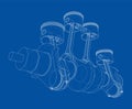Engine crankshaft with pistons outline. Vector Royalty Free Stock Photo