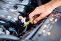 Car detailing series : Cleaning car engine. Close-up engine Royalty Free Stock Photo