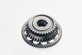 One way starter clutch bearing freewheel gear assy on white background Royalty Free Stock Photo