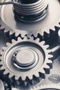 engine gear wheels, industrial background Royalty Free Stock Photo