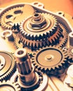Engine gear wheels, industrial background Royalty Free Stock Photo