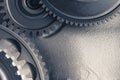 Engine gear wheels, industrial background Royalty Free Stock Photo