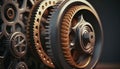 Engine gears wheels, closeup view. Generative Ai Royalty Free Stock Photo