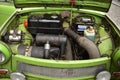 Engine of a Green Trabant 601 Vintage car from above Berlin Germany Royalty Free Stock Photo